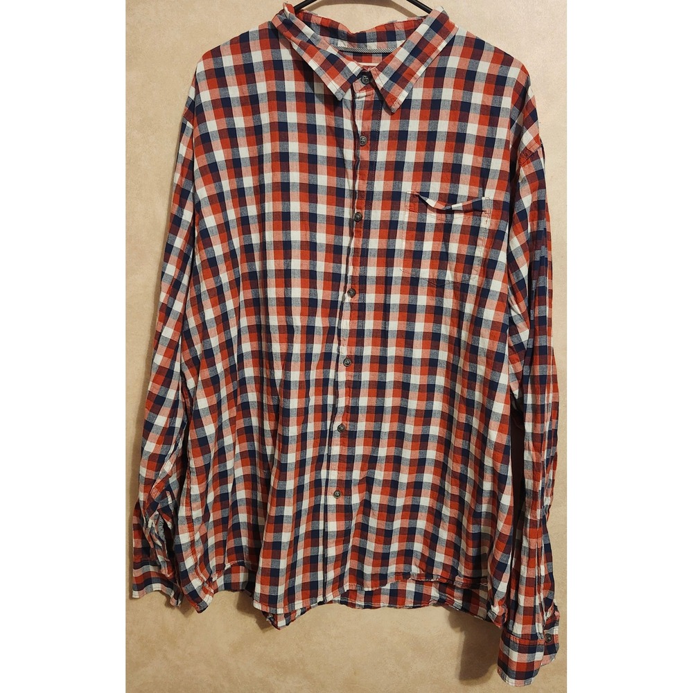 Wrangler Jeans Co Mens 3XL Plaid Button Down Shirt Red White Blue Gingham Cotton